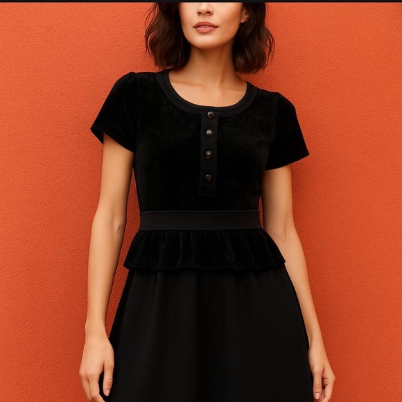 MARC BY MARC JACOBS black velvet and cotton mini dress . New with tag . Size S - Picture 1 of 11